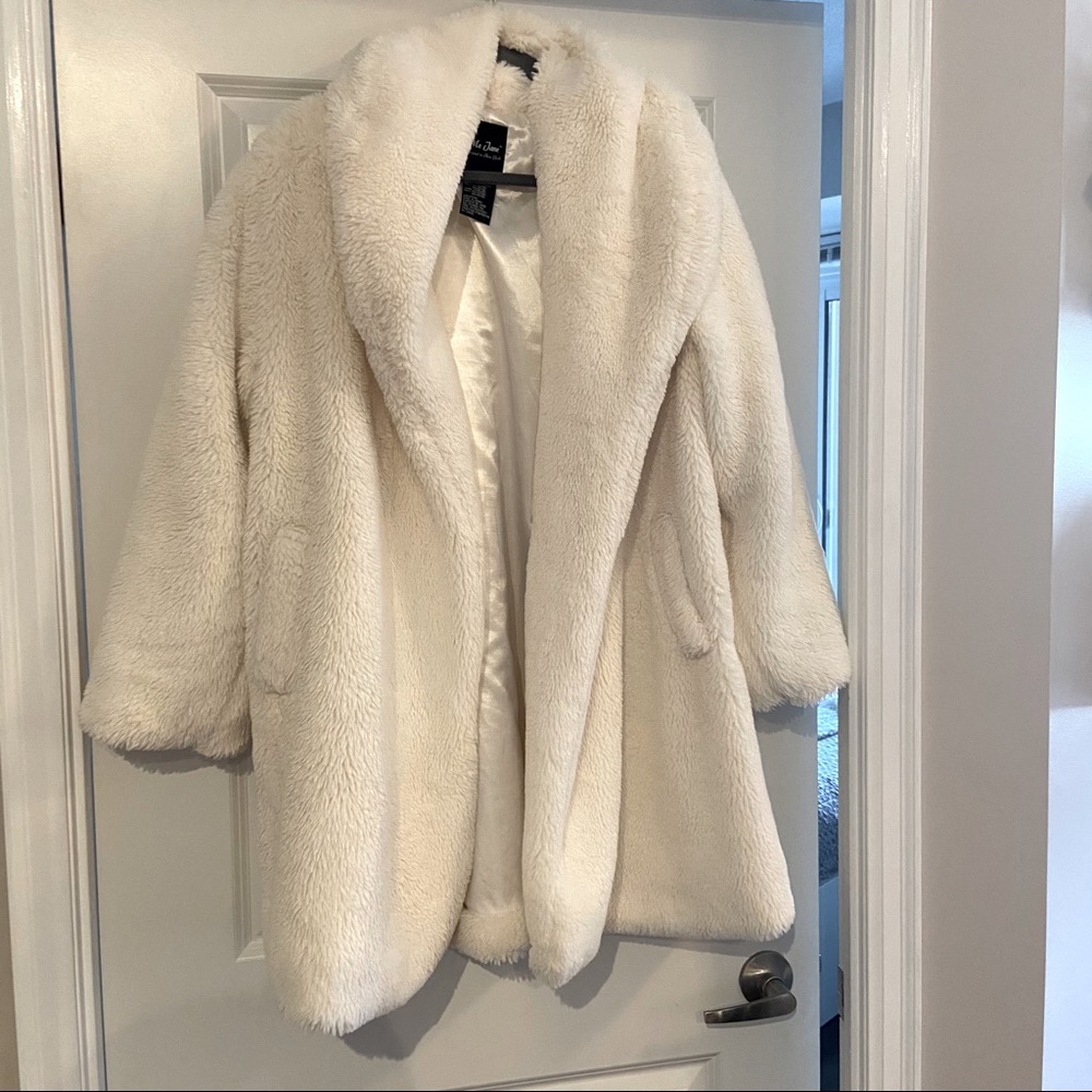 White Faux Fur Teddy Bear Coat